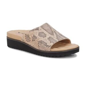 Walking Cradles Snake Print Genuine Leather Slip On Wedge Sandals
